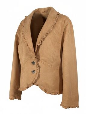 Faded Glory Tan Ruffle-Trim Blazer